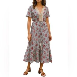 Anthropologie Sunday Mi Amore Maxi Floral Dress Size Small Bohemian Flowy Casual